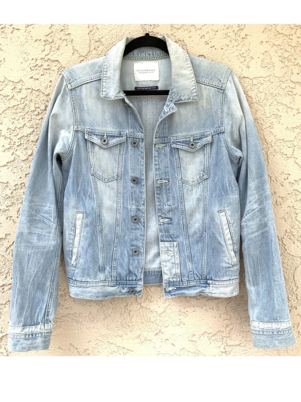 Scotch & Soda Amsterdams Blauw Light Wash Denim Trucker Jacket Size S